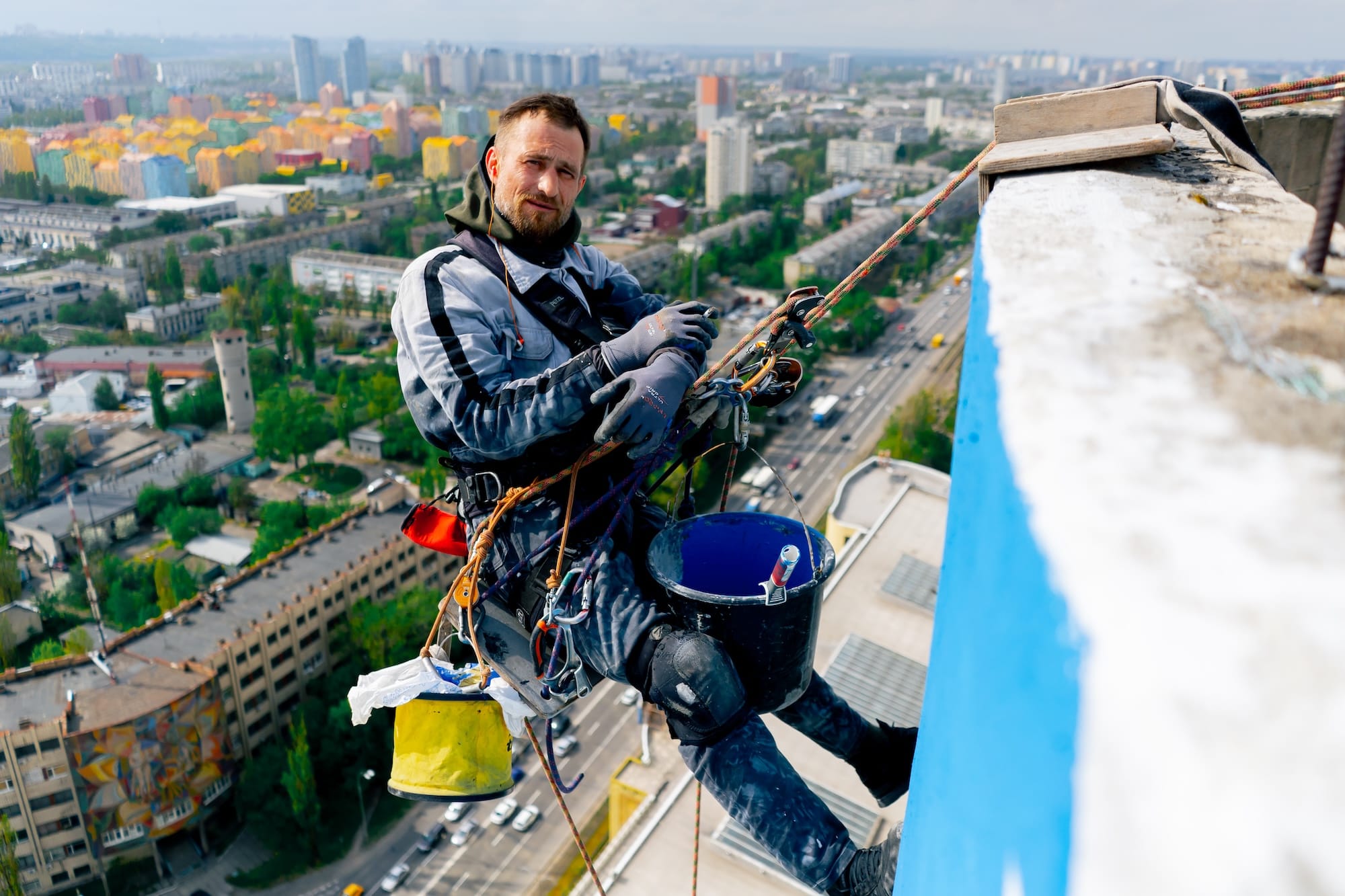 Rope access building wash